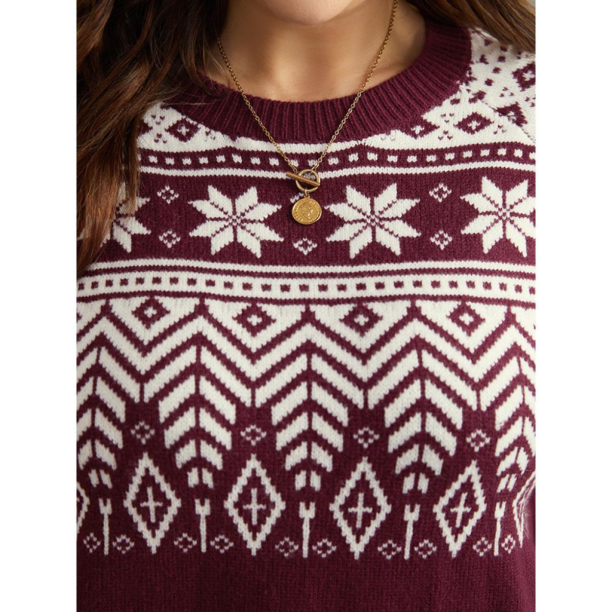 Plus Size Supersoft Essentials Christmas Graphic Elastic Cuffs Cardigan Burgundy Women Casual Loose Long Sleeve Dailywear Cardigans BloomChic 10/M Product Image