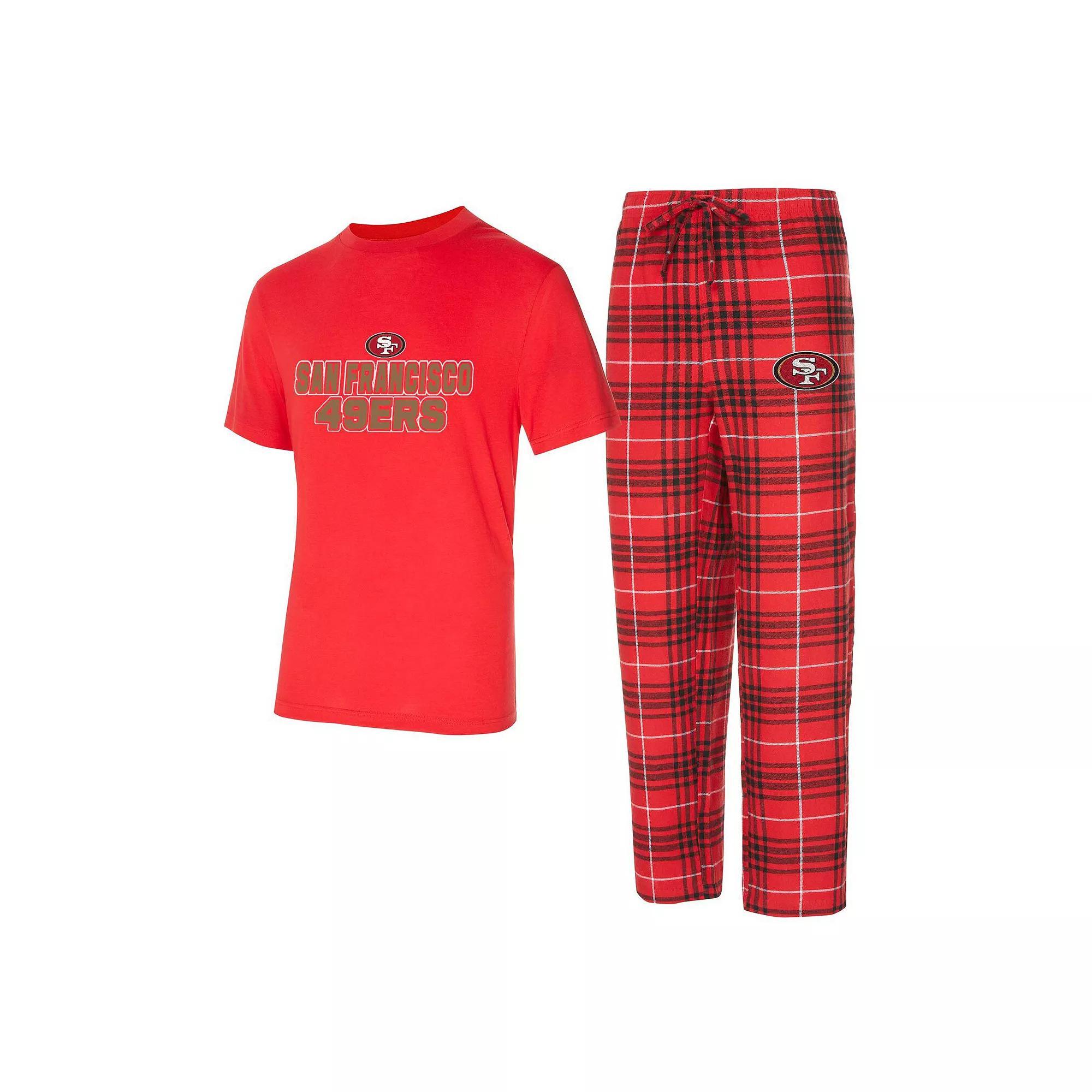 Men's Concepts Sport  Scarlet/Black San Francisco 49ers Vector T-Shirt & Flannel Pants Sleep Set, Size: 3XL, Red Product Image