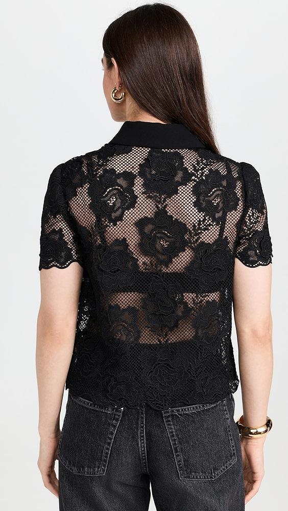 Self Portrait Black Lace Top | Shopbop Product Image