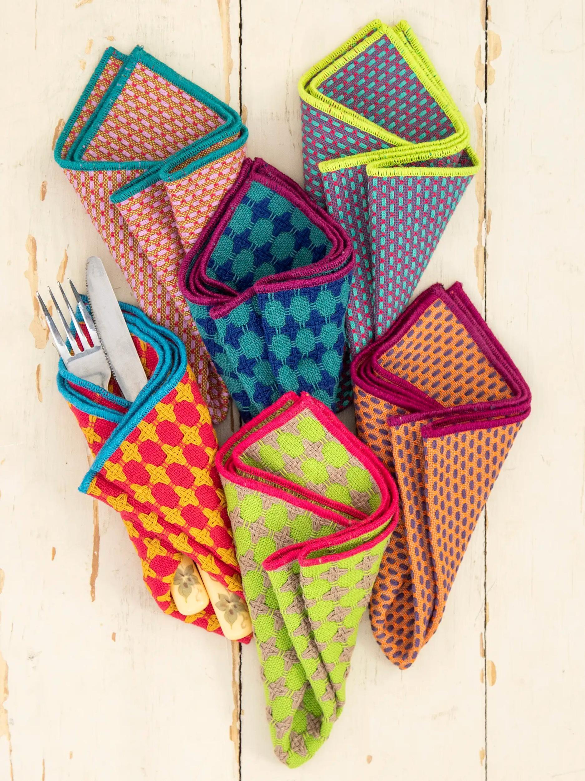 Woven Dish Cloth Napkins, Set of 6 - Multi Product Image