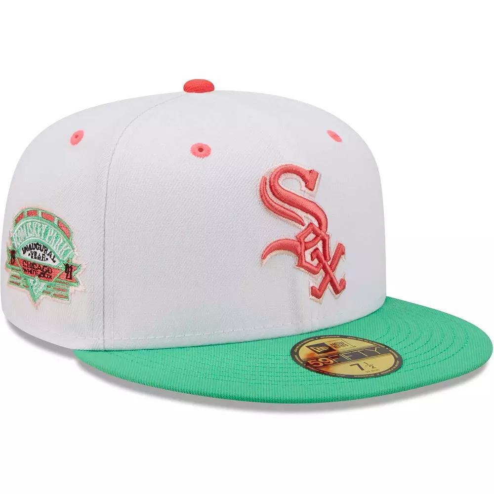 Men's New Era White/Green Chicago White Sox Inaugural Season at Comiskey Park Watermelon Lolli 59FIFTY Fitted Hat, Size: 7 7/8 Product Image