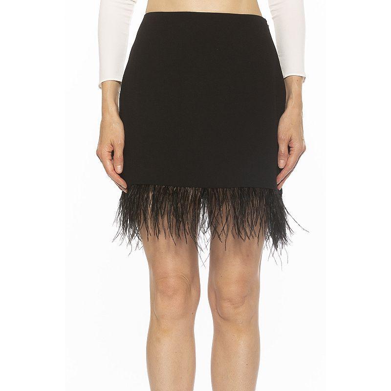 Women's ALEXIA ADMOR Flora Classic Mini Skirt With Feather Trim, Size: 10, Pink Product Image