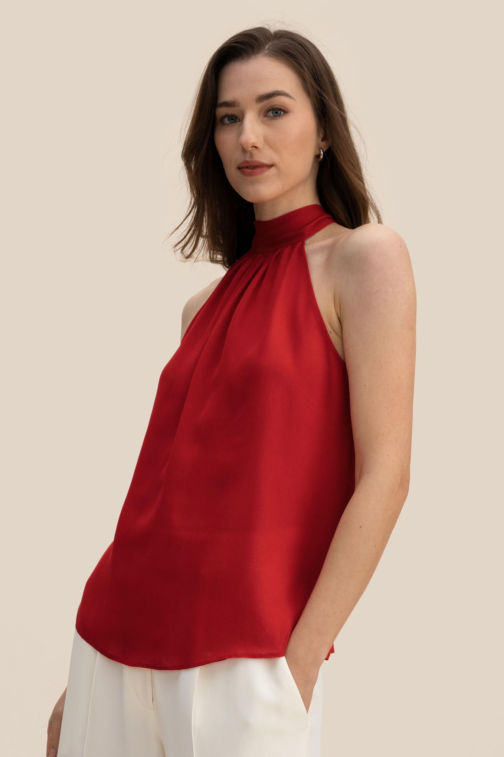 Silk Georgette Halter Neck Top Product Image