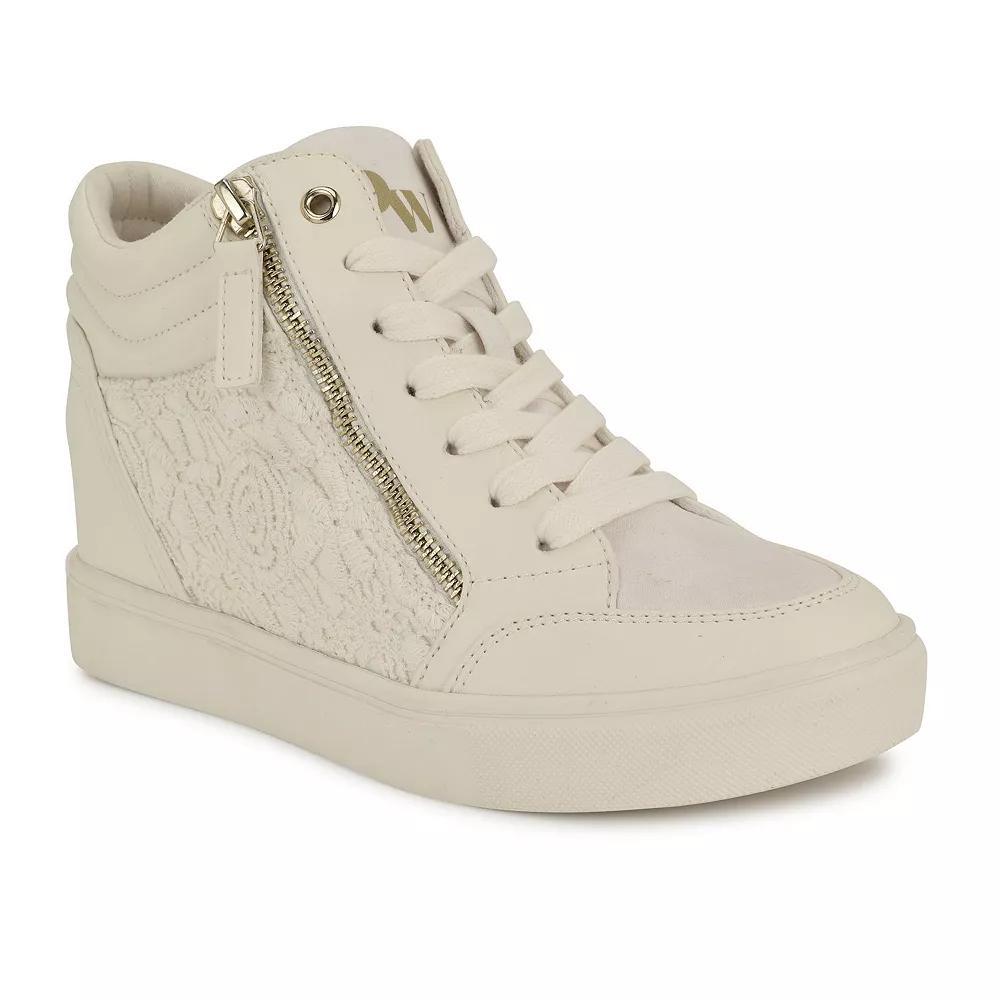 Nine West Tons Women's High Top Wedge Sneakers, Size: 5.5, Ivory Lace Team Product Image