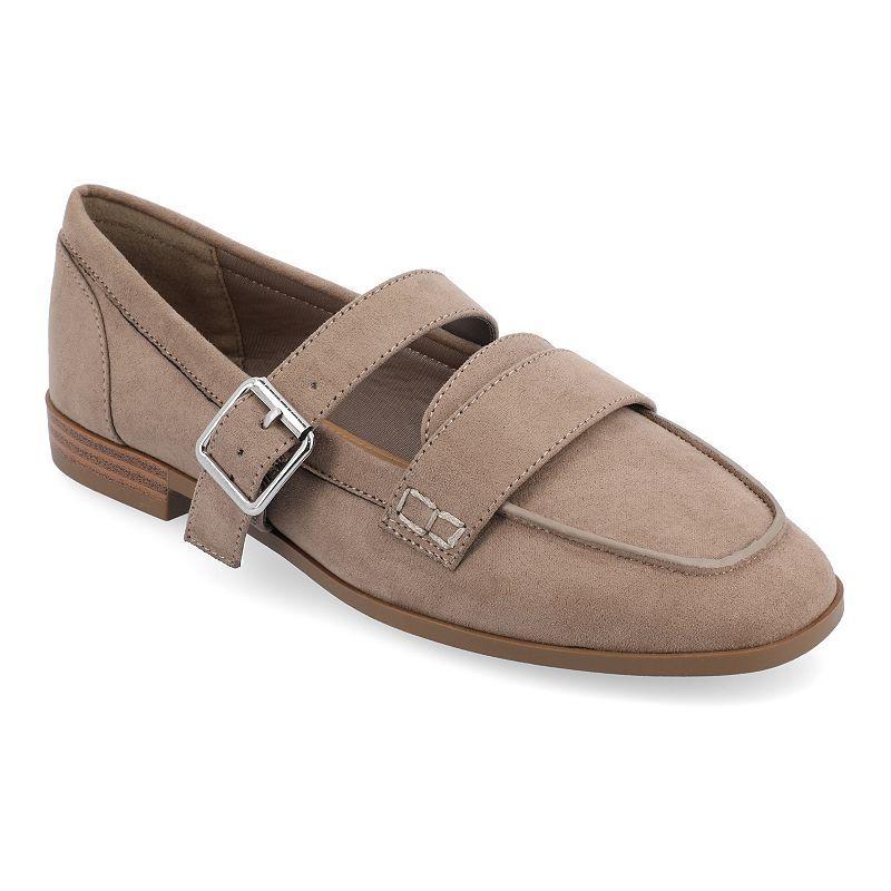 Womens Journee Collection Tru Comfort Foam Caspian Square Toe Loafer Flats Brown Suede Product Image