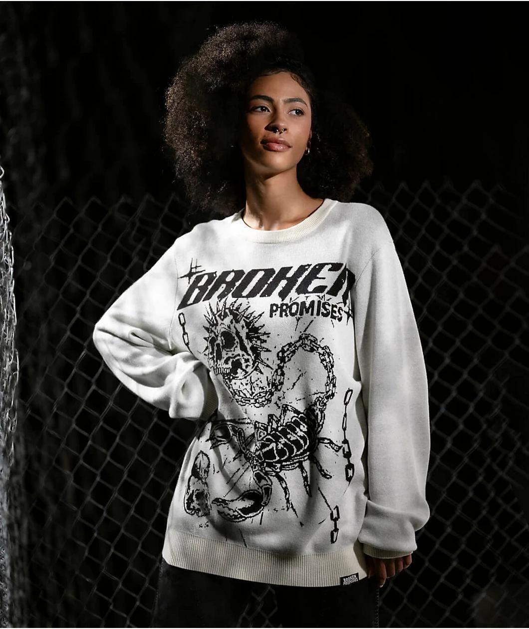 Broken Promises Deadly Stinger Cream Sweater Product Image