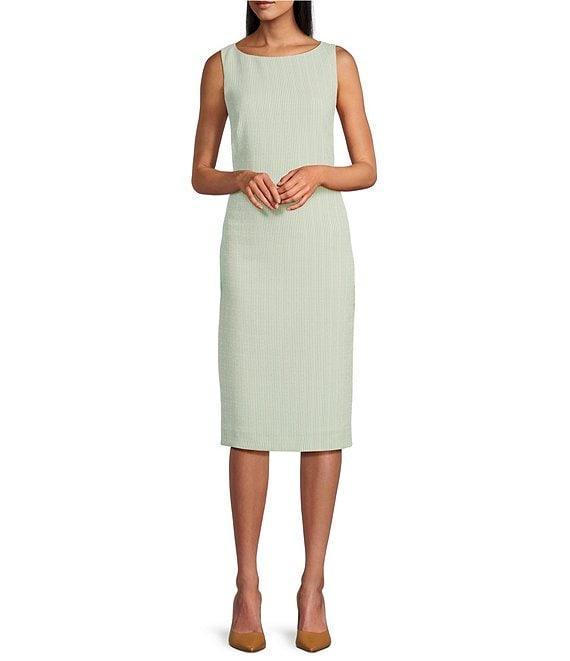 Preston & York Gloria Boat Neck Boucle Shift Tweed Sleeveless Dress Product Image