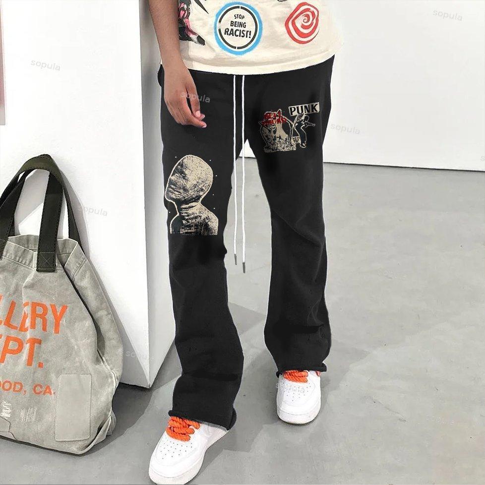 Sopula Vintage Mummy Street Print Graphic Men's Flared Pants Product Image