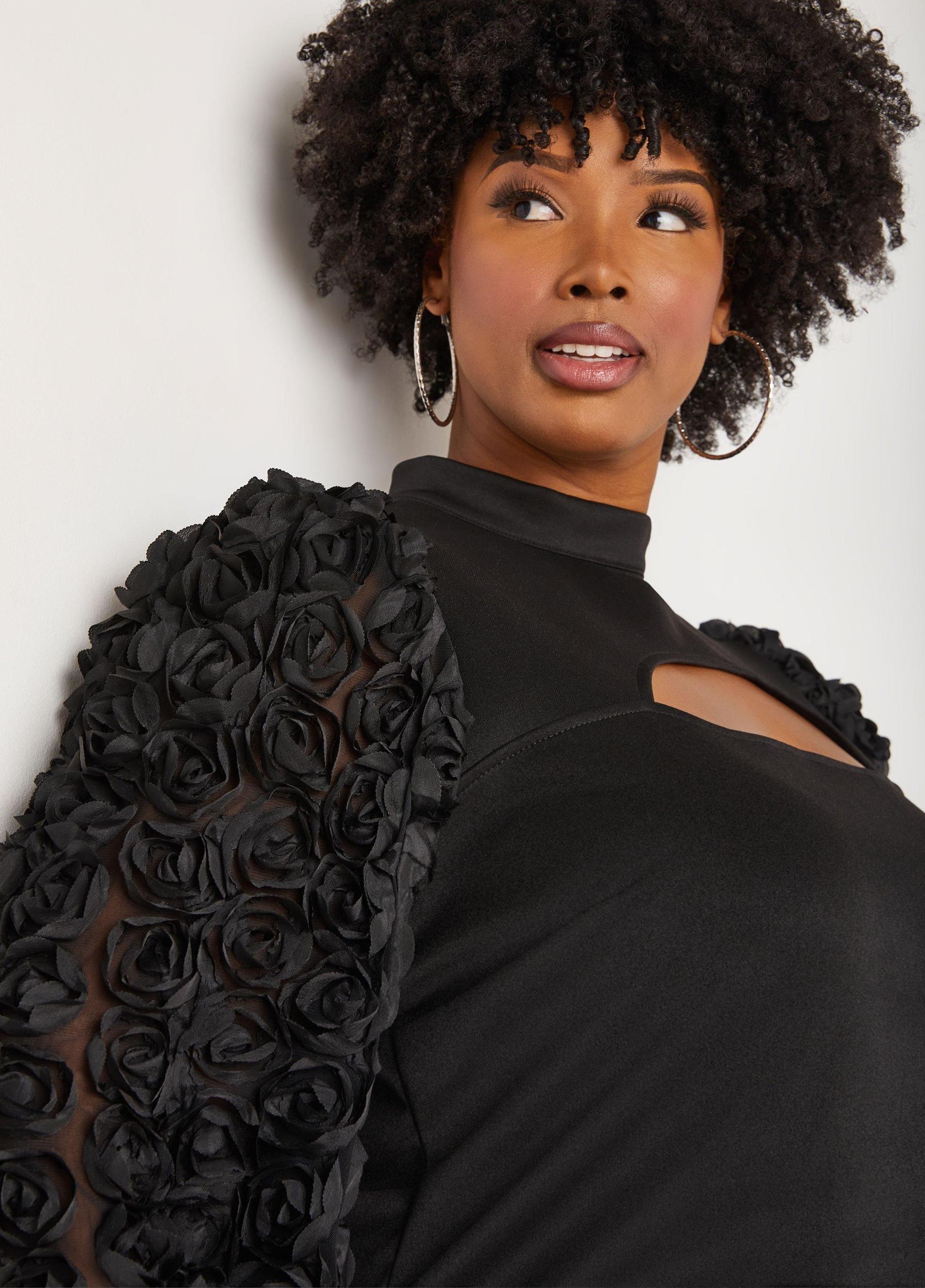Plus Size Rosette Cutout Top Ashley Stewart Product Image