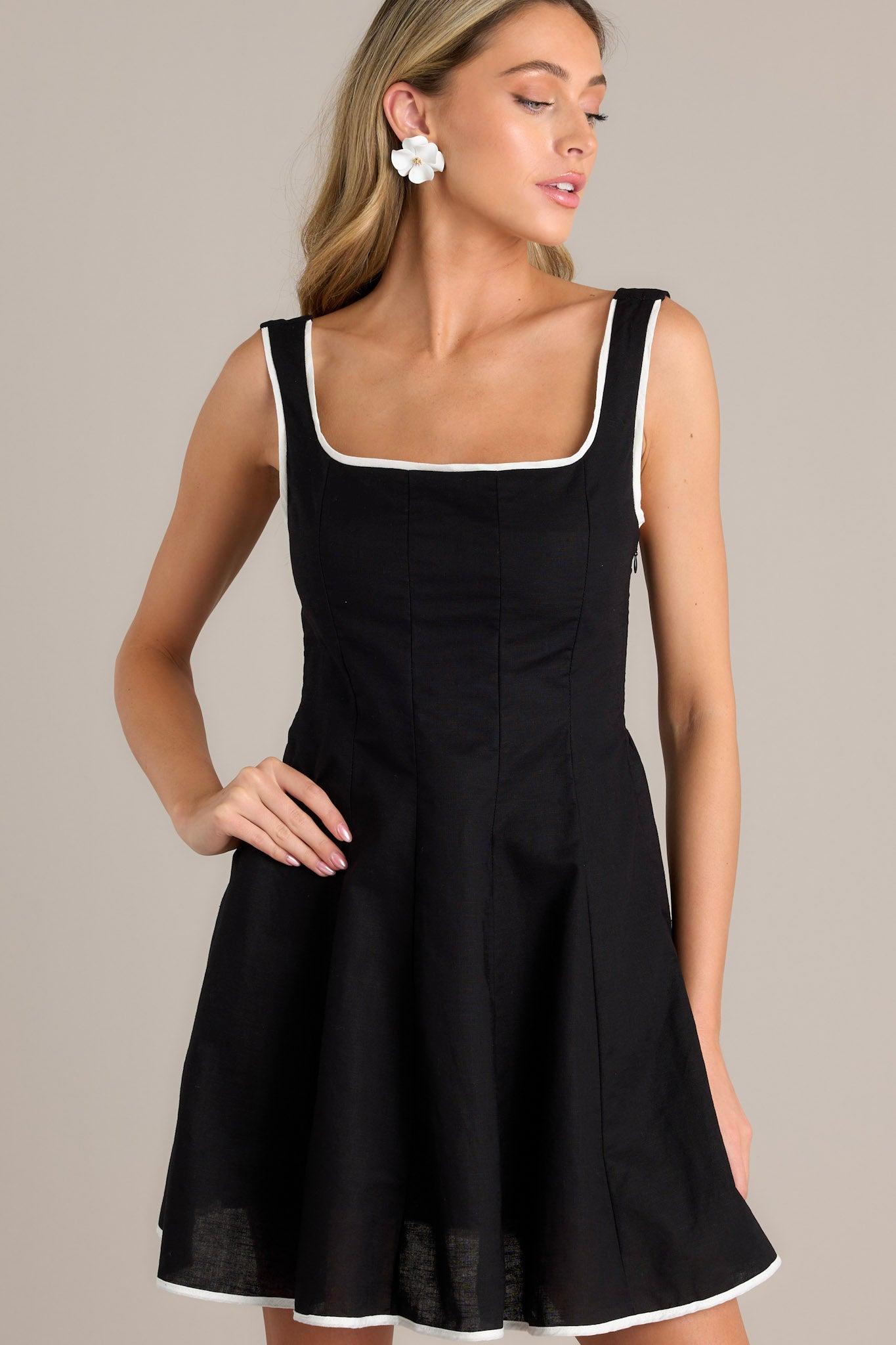 Classic Couture Black Cotton Blend Mini Dress Product Image