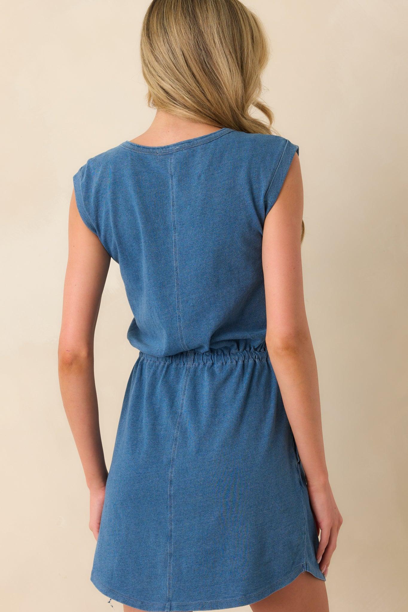 Z Supply Blue Cotton Dayshift Jersey Denim Mini Dress Product Image