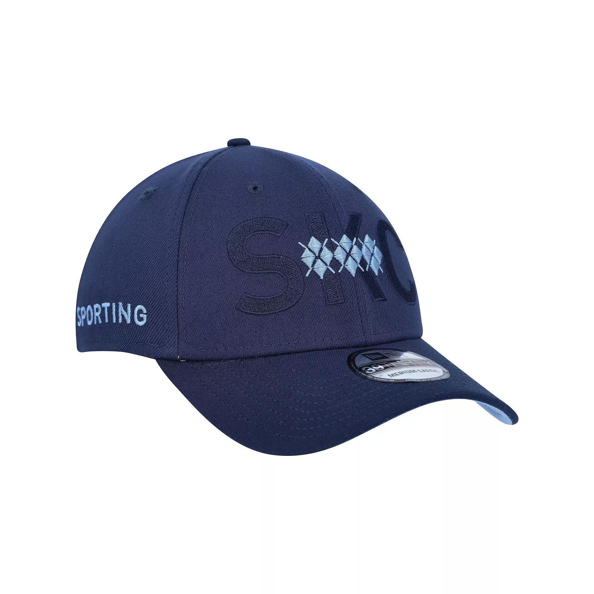 Men's New Era Navy Sporting Kansas City Kick Off 39THIRTY Flex Hat, Size: Medium/Large, Blue Product Image