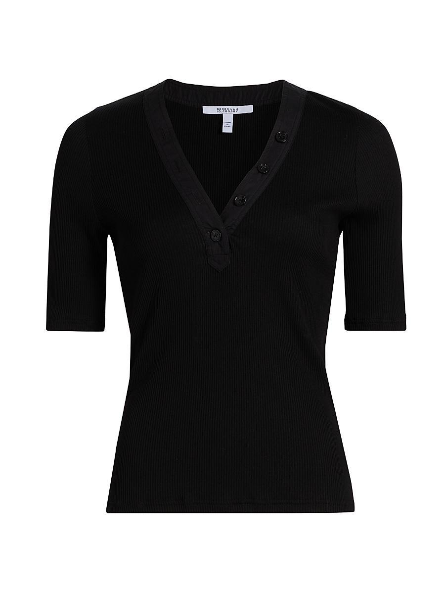 Womens Adrian V-Neck Ribbed T-Shirt Product Image