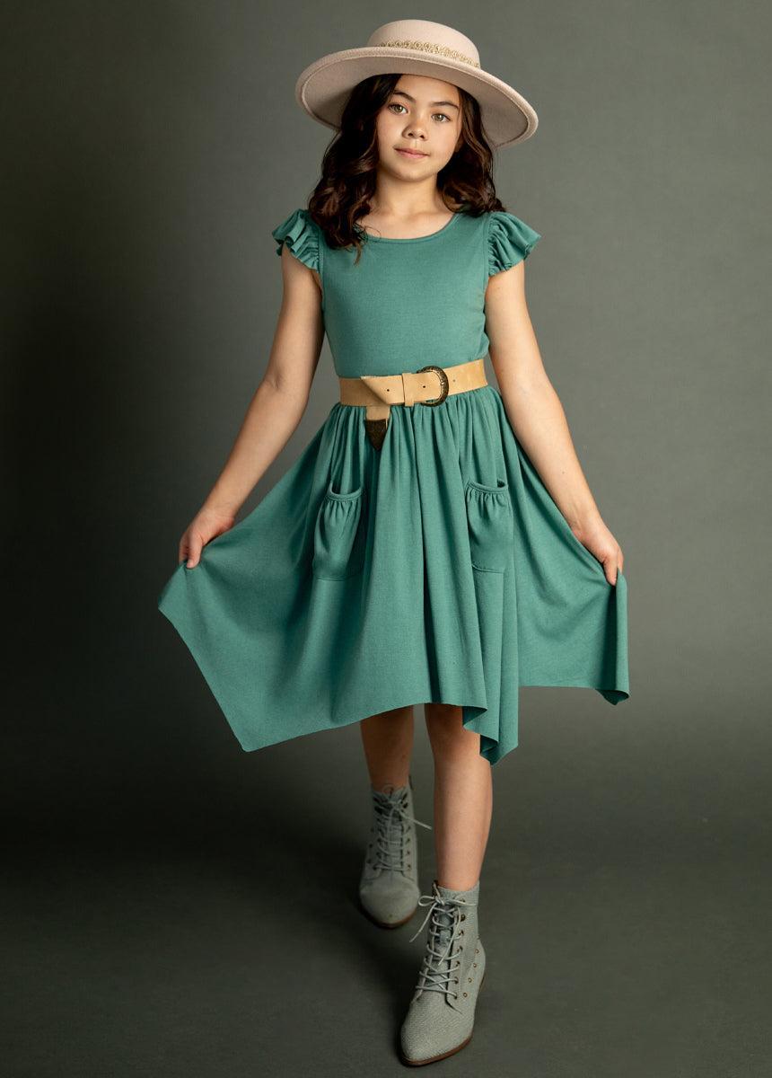 Eliza Boot in Neutral Green Girls Product Image