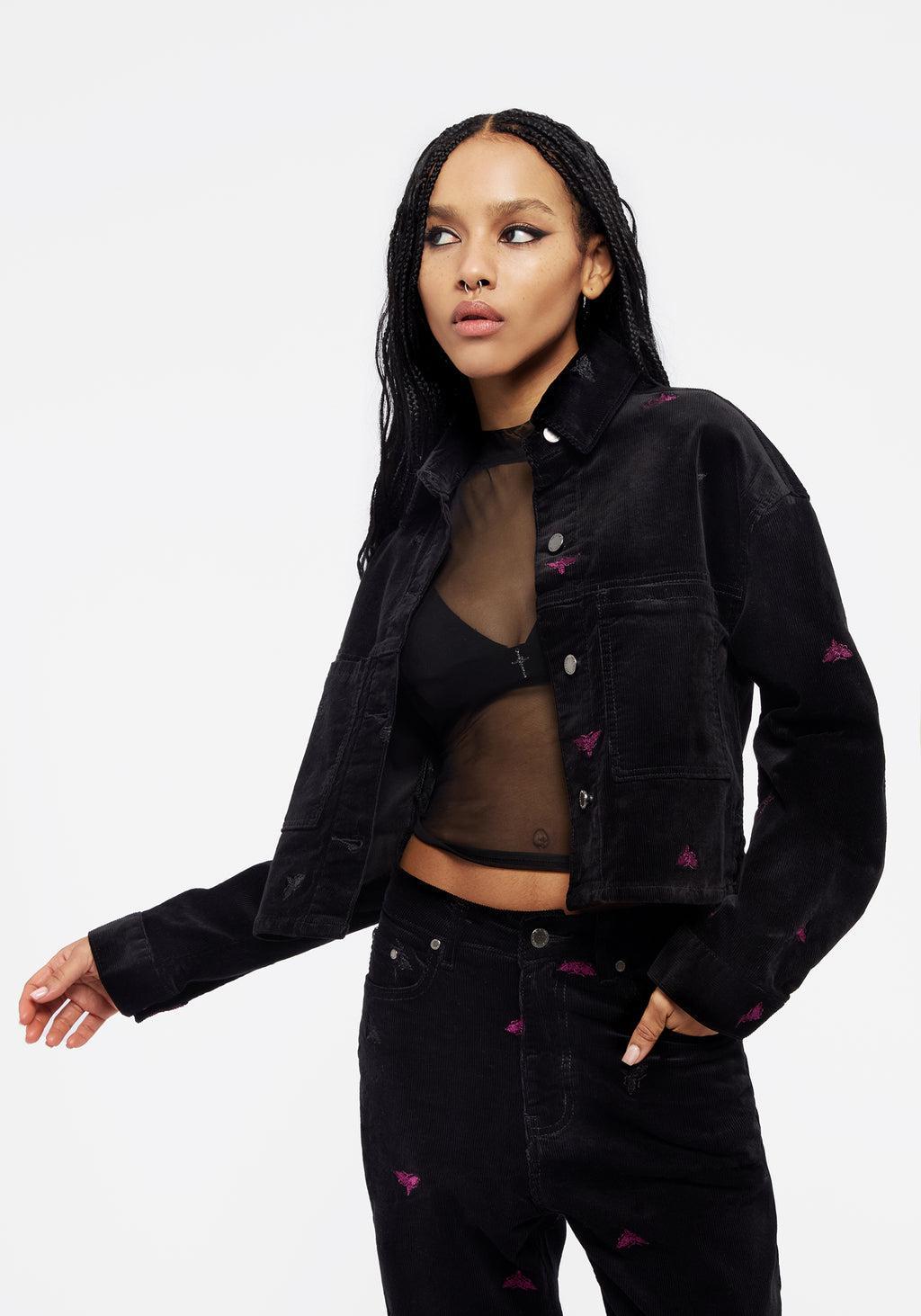 Styx Moth Embroidered Cord Shacket Product Image