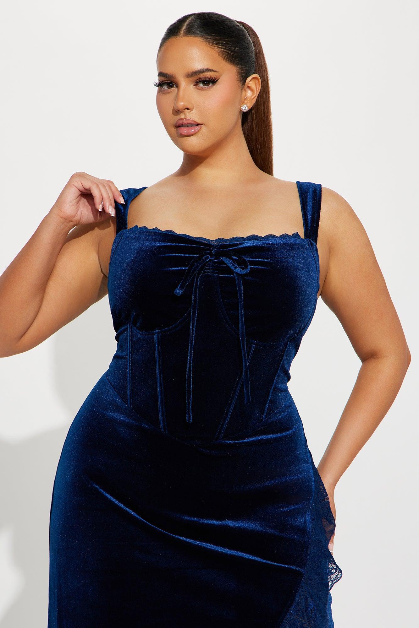 Sydney Velvet Maxi Dress - Navy Product Image