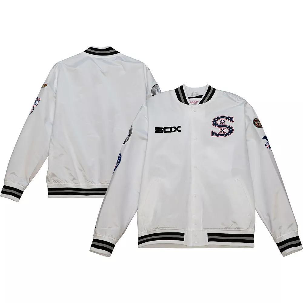 Men's Mitchell & Ness White Chicago White Sox City Collection Satin Full-Snap Varsity Jacket, Size: Large Product Image