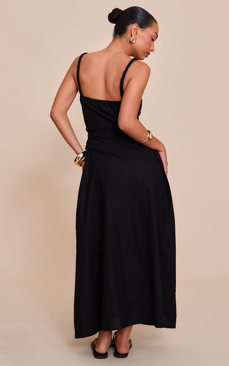 Black Braided V Waist Midaxi Dress Product Image