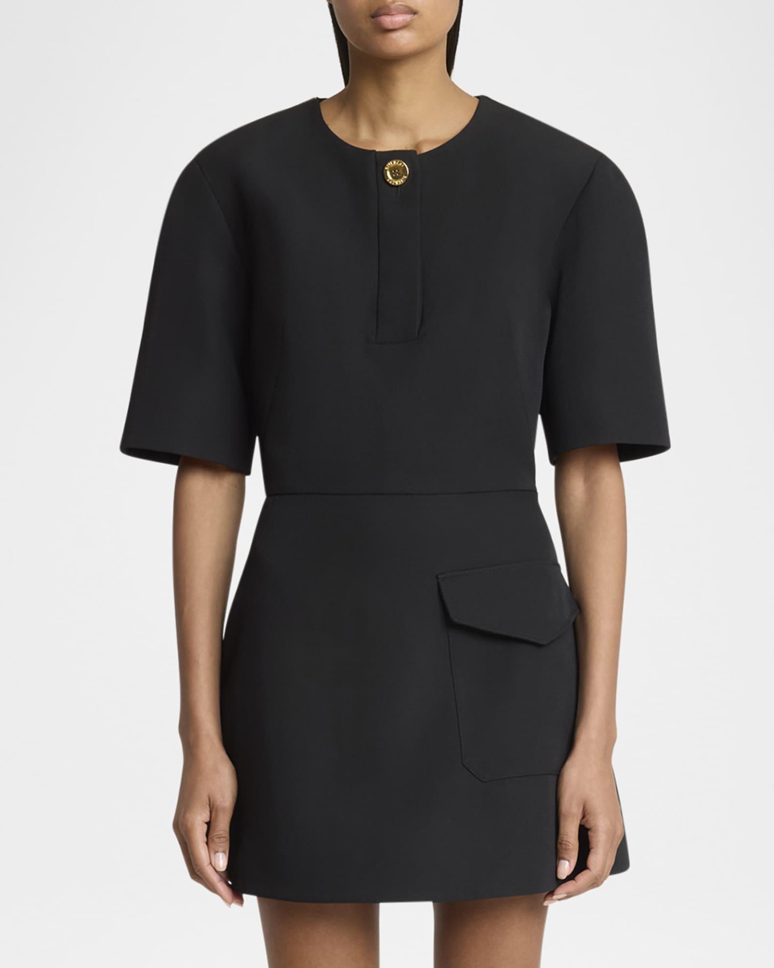 Short-Sleeve Patch-Pocket Mini Cocoon Dress Product Image