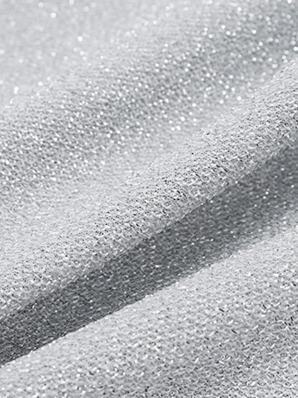 Metallic Silver Halter Cropped Tank Top Product Image