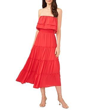 1.state Womens Strapless Ruffle Tiered Maxi Dress Product Image