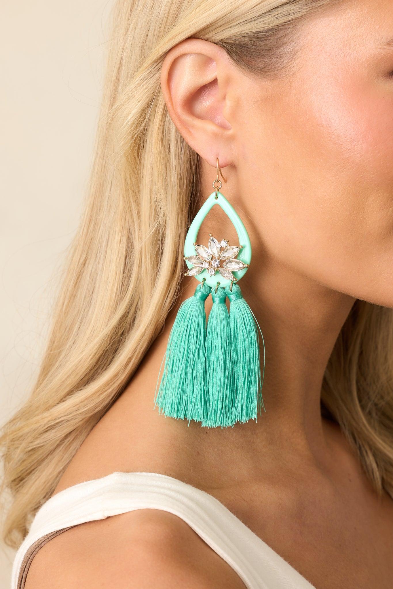 Dreamy Desires Turquoise Tassel Earrings Product Image