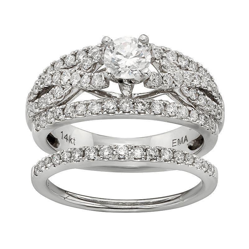 The Regal Collection IGL Certified Diamond Crisscross Engagement Ring Set in 14k White Gold (1 Carat T.W.), Women's, Size: 6 Product Image