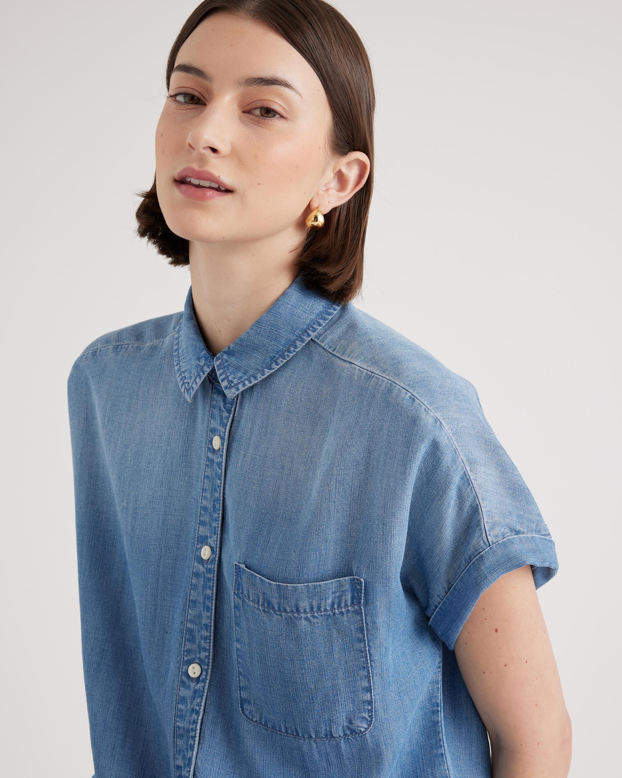 Quince | Women's Chambray Tencel Short Sleeve Shirt Product Image