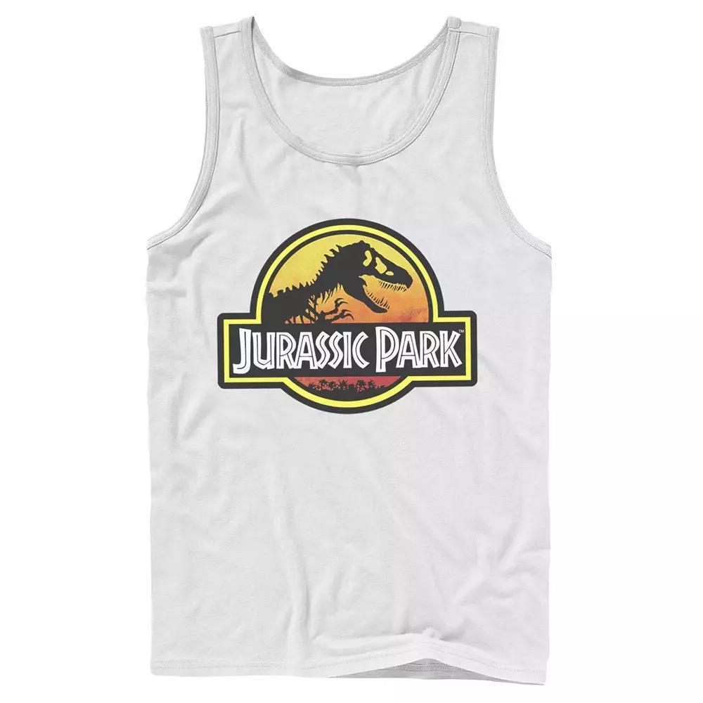 Mens Jurassic Park Sunset Circle Logo Outlined Graphic Tank Top Product Image