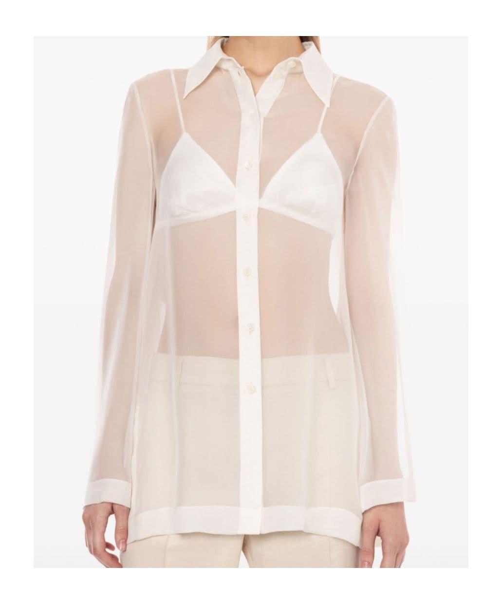 ALBERTA FERRETTI Gathered-detail Silk Shirt In White Product Image