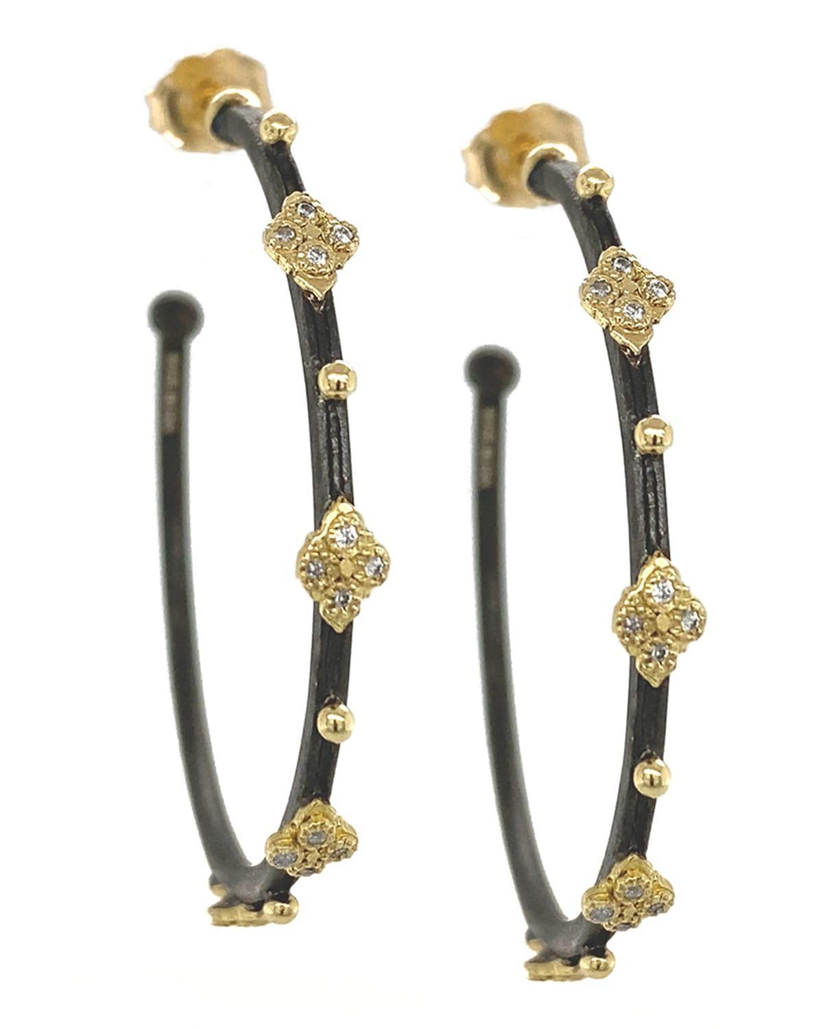 Old World Crivelli Diamond Hoop Earrings - 35 mm Product Image