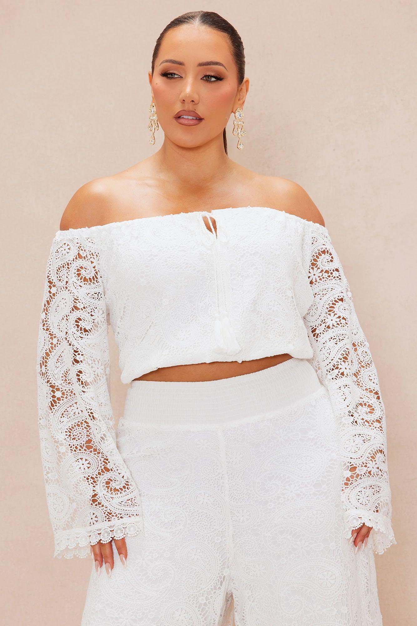 Marina Crochet Pant Set - White Product Image