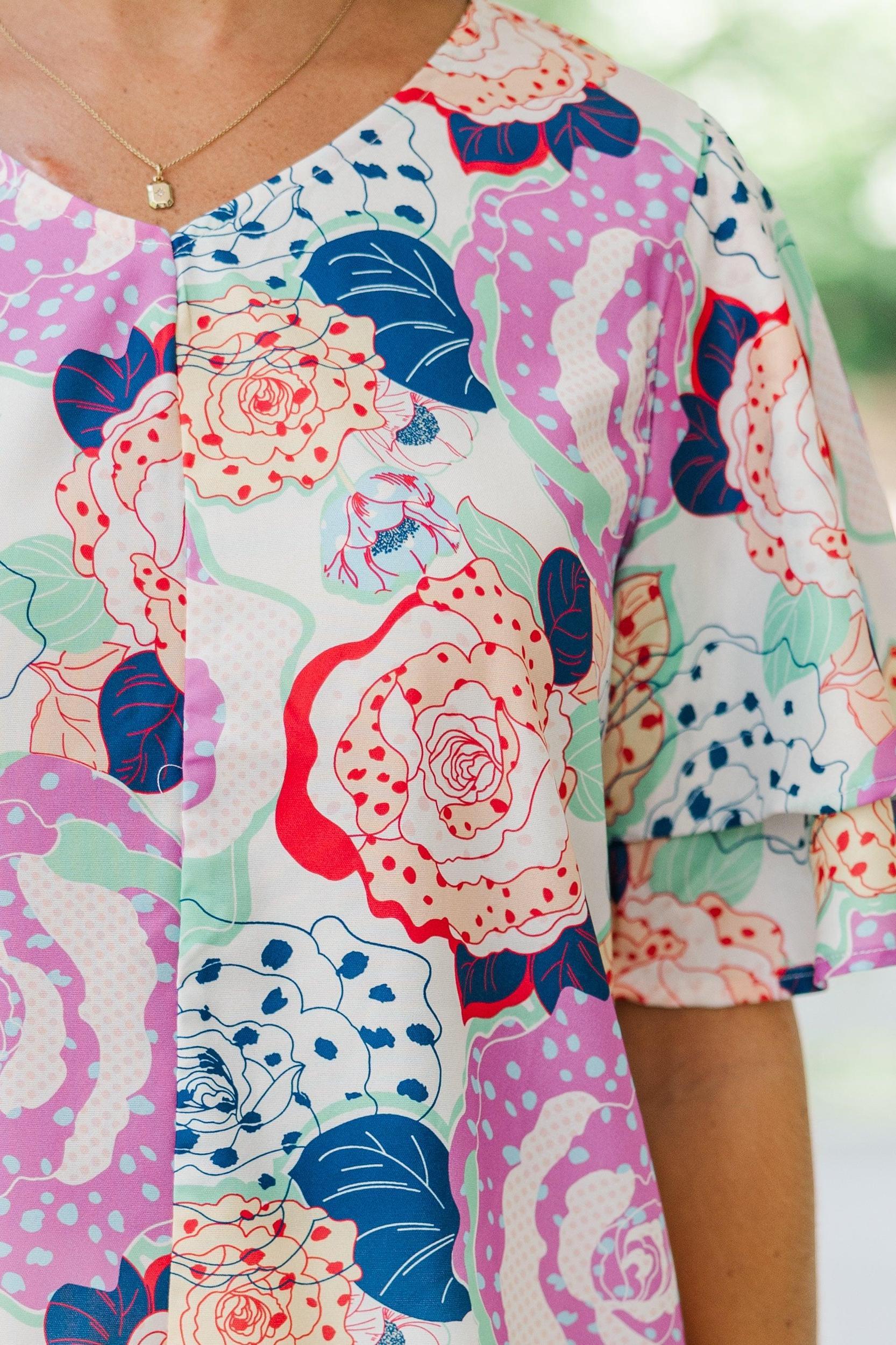 New Levels White Floral Blouse Female Product Image