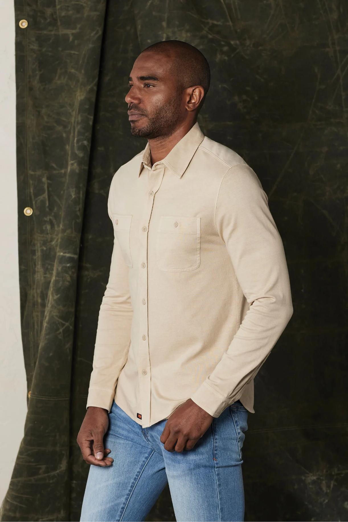 Lennox Jersey Button Up - Oat Product Image
