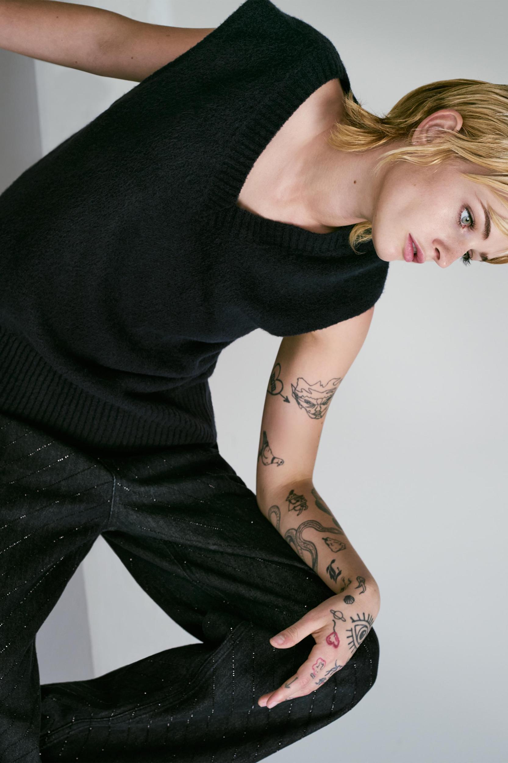 SHIMMERY TRF HIGH-WAISTED BAGGY JEANS Product Image