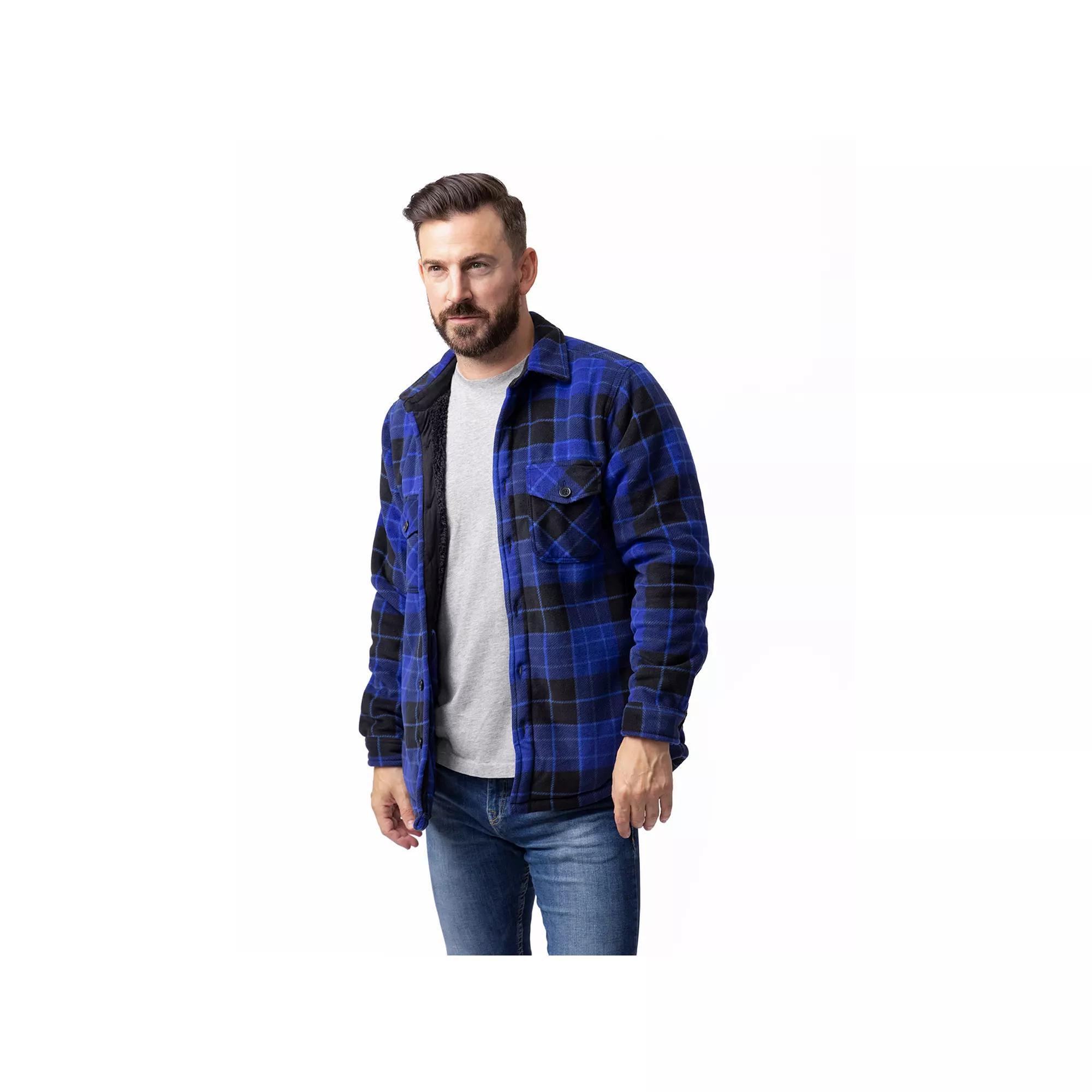 Men's Heat Holders Heatweaver Lined Fleece Shirt Jacket, Size: XXL, Blue Black Product Image