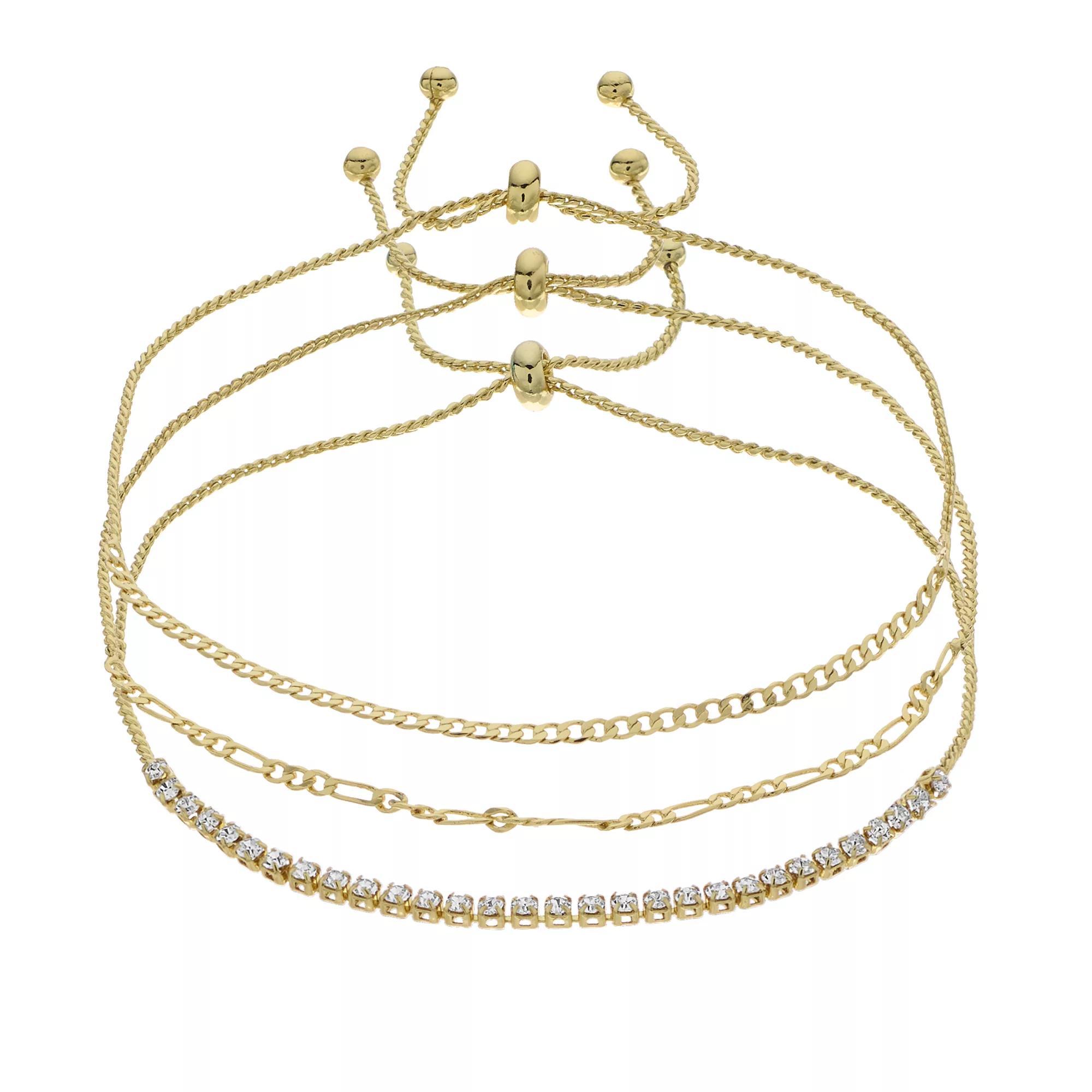 Brilliance Crystal Bracelet Trio Set, Women's, Silver Tone Clear Product Image