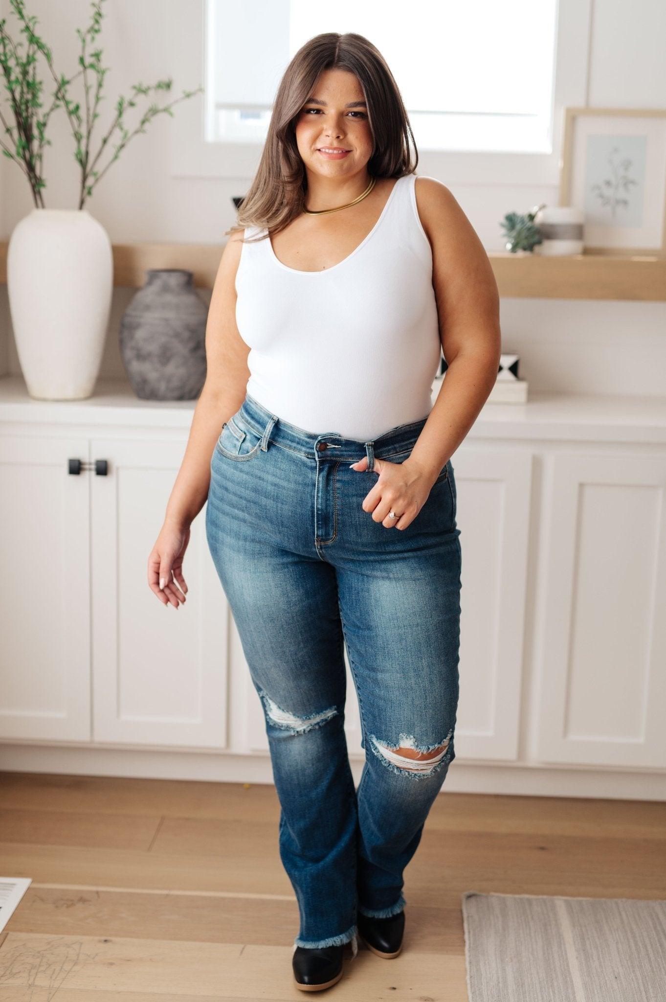 Morgan High Rise Distressed Straight Jeans (Online Exclusive) Product Image