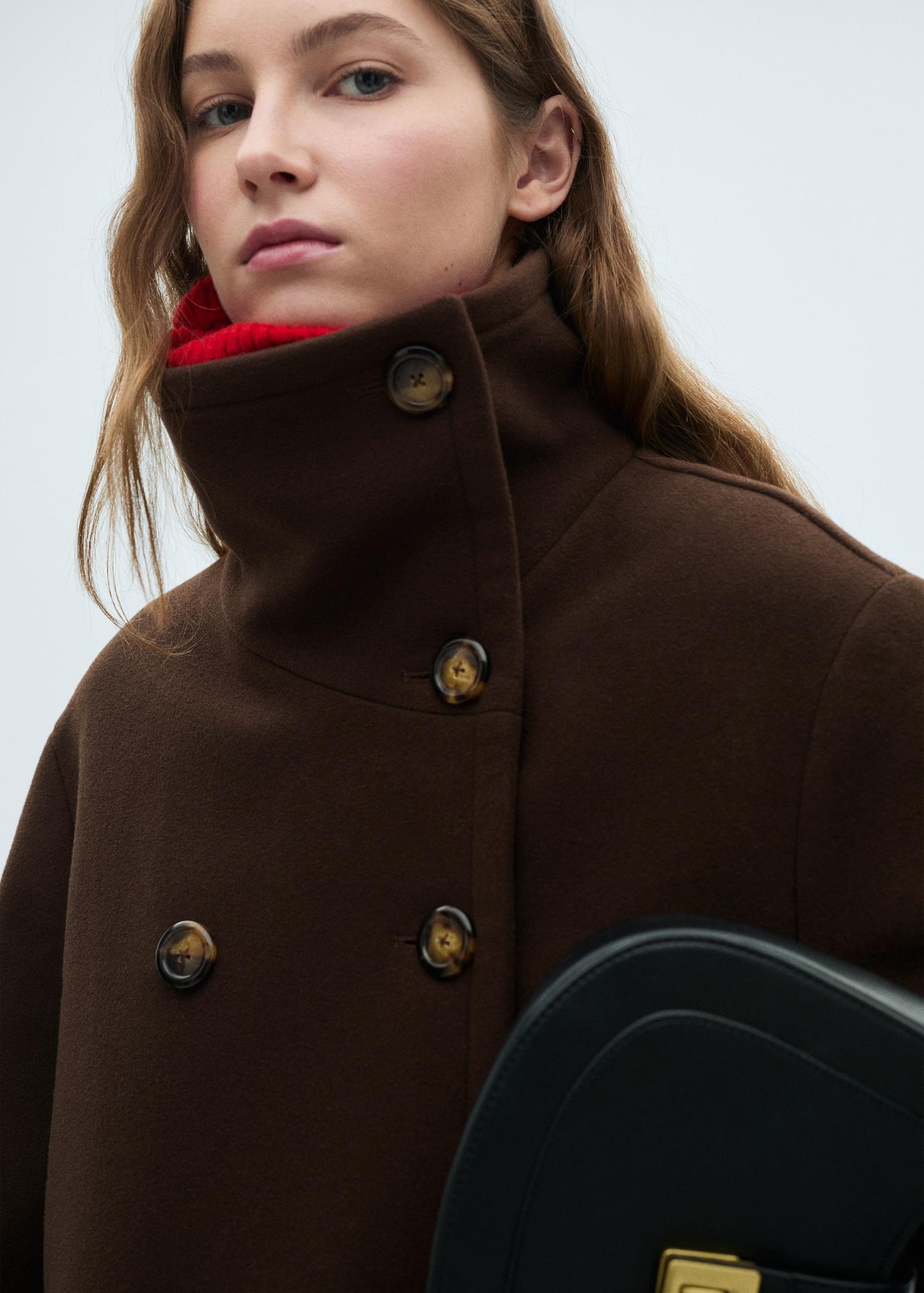 Short virgin wool coat - Women | MANGO USA Product Image