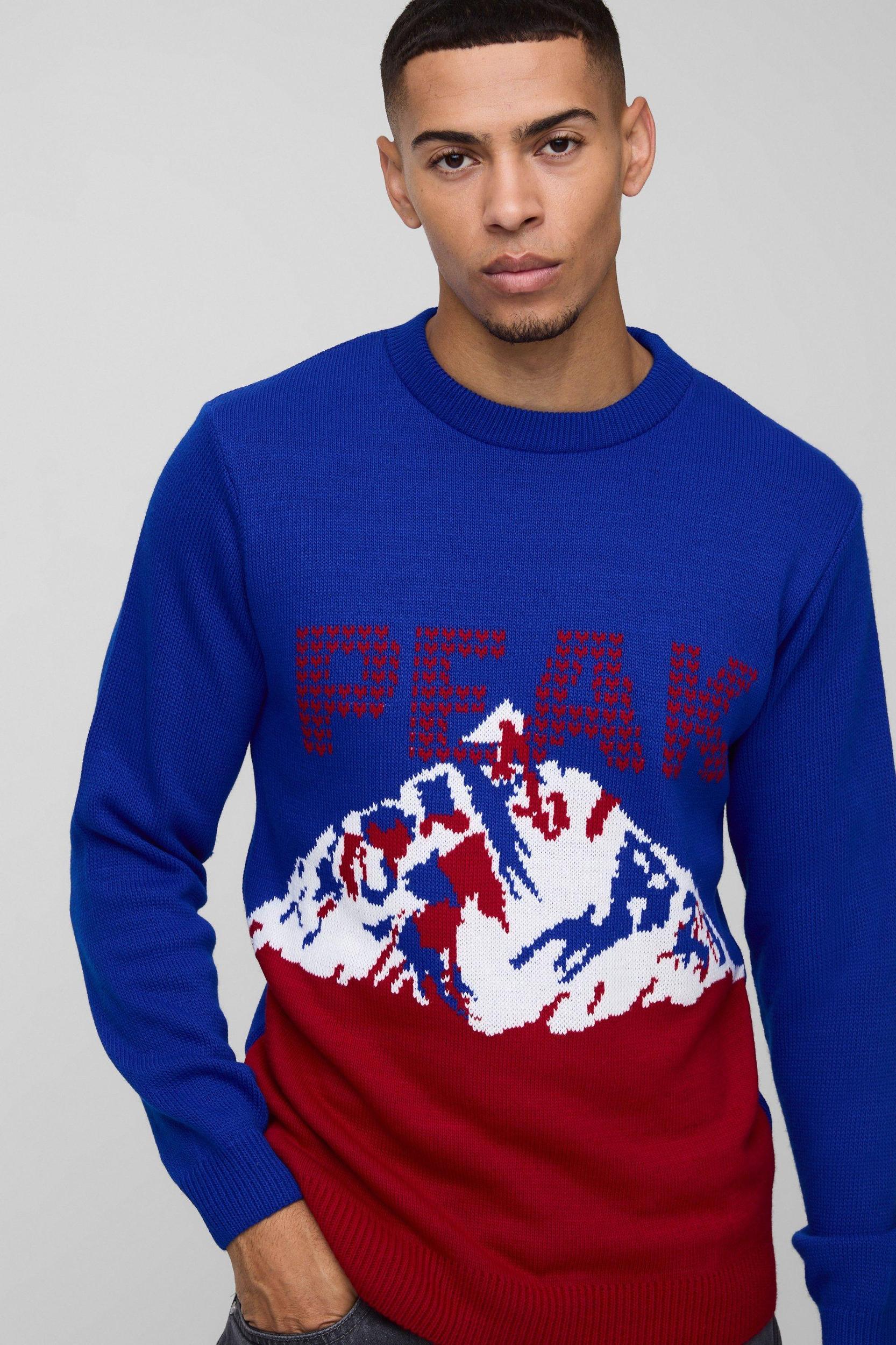 Regular Fit Peak Knitted Sweater | boohooMAN USA Product Image
