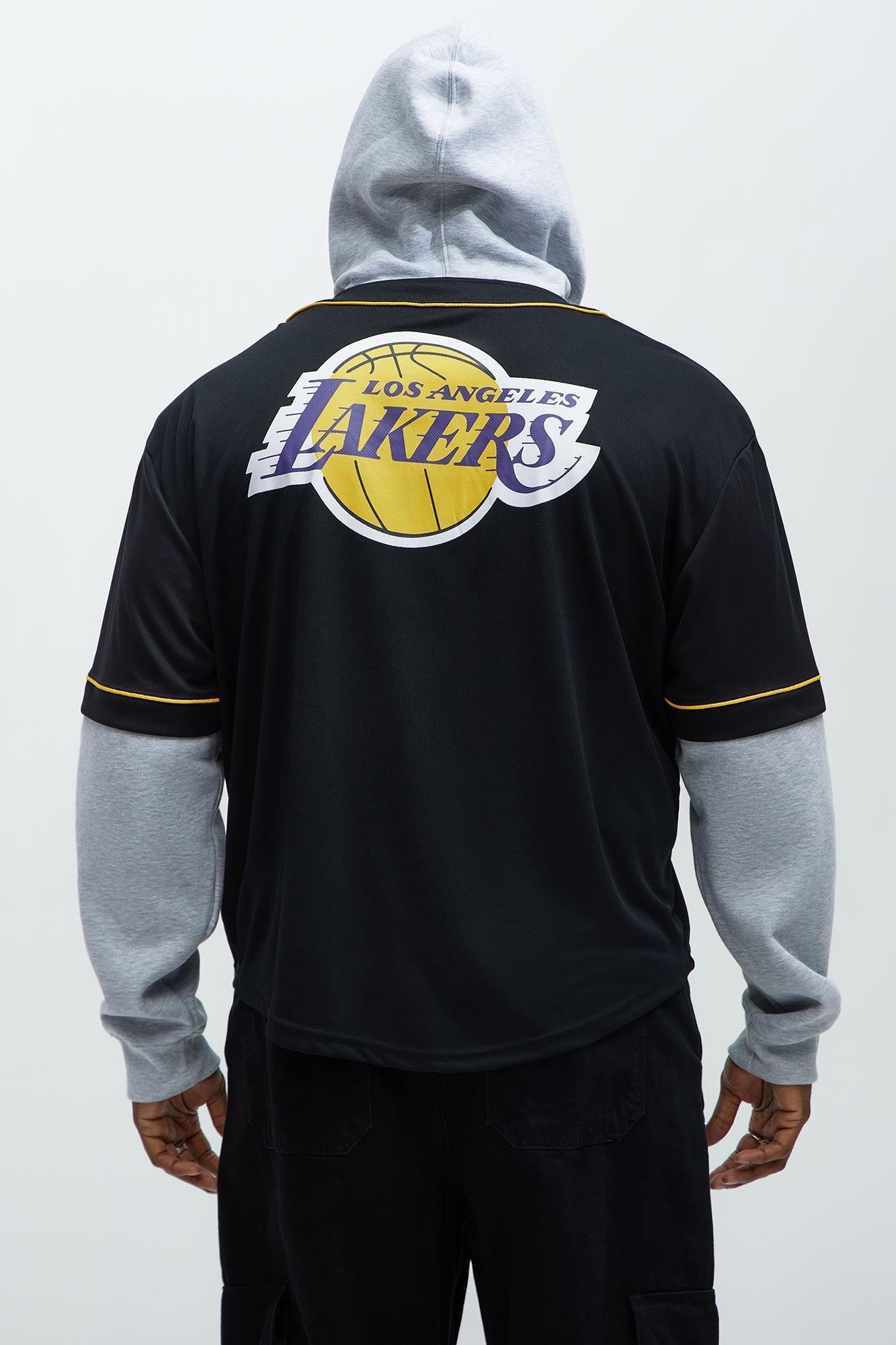 Lakers Clean Up Button Hoodie - Black Product Image