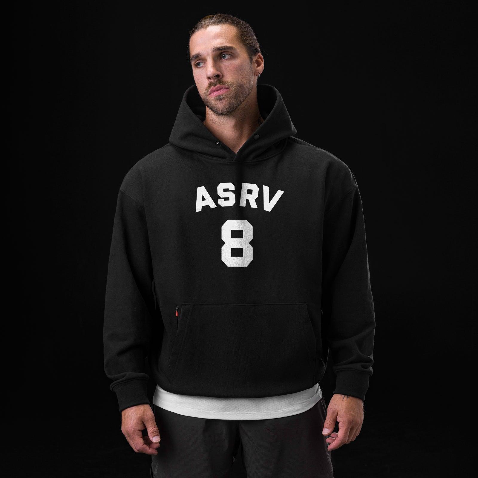 0874. Tech-Terry™ Zip Pocket Hoodie  -  Black "ASRV 8" Product Image