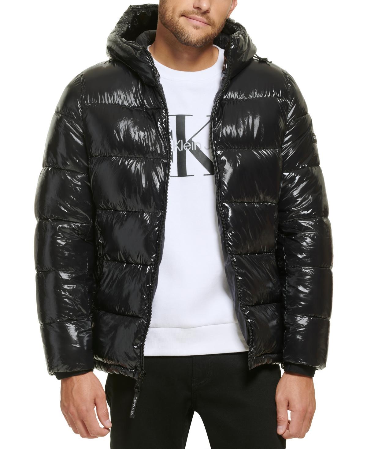 Calvin Klein Mens High Shine Hooded Puffer Jacket Product Image