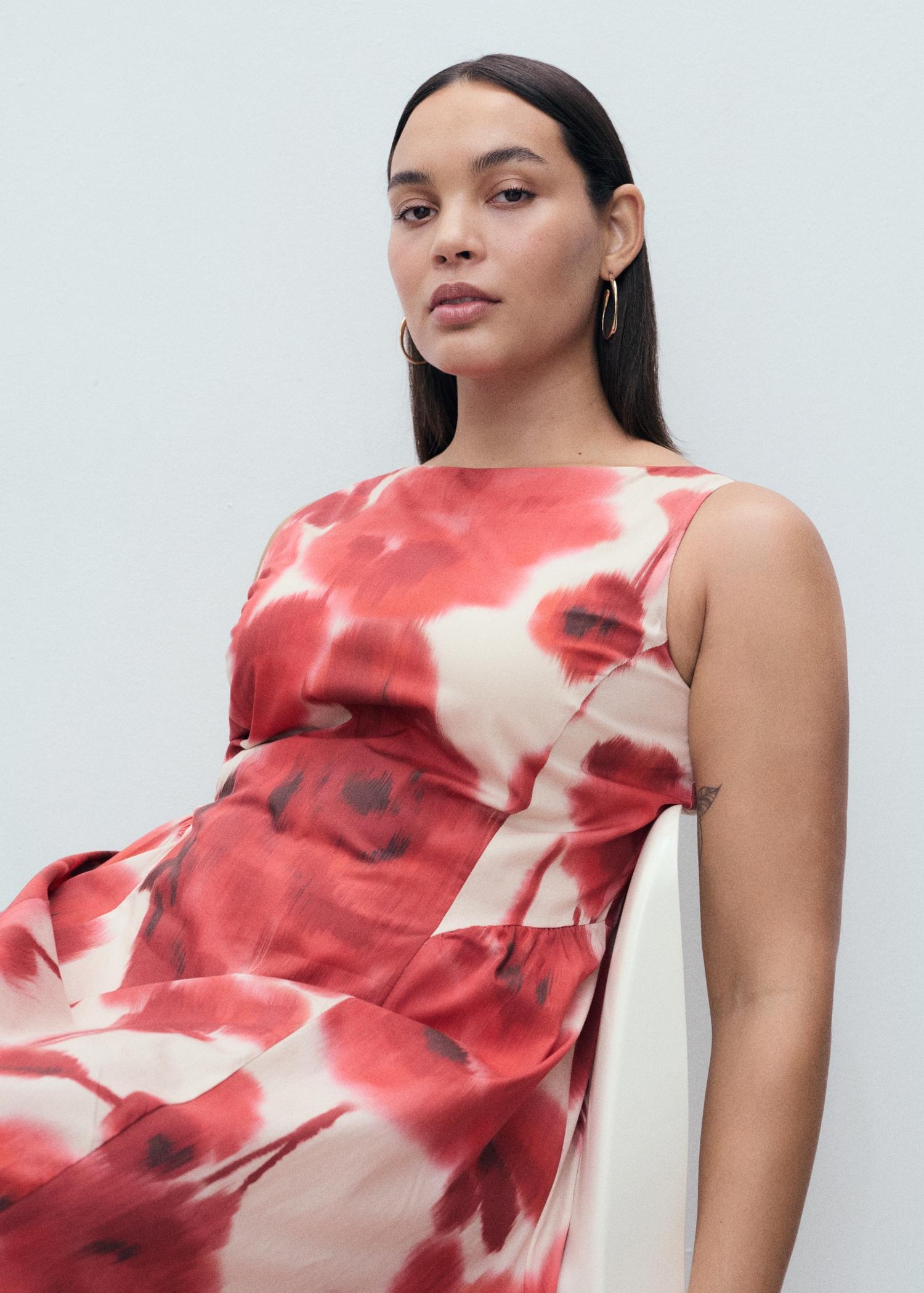 Floral-print flared dress - Women | MANGO USA Product Image