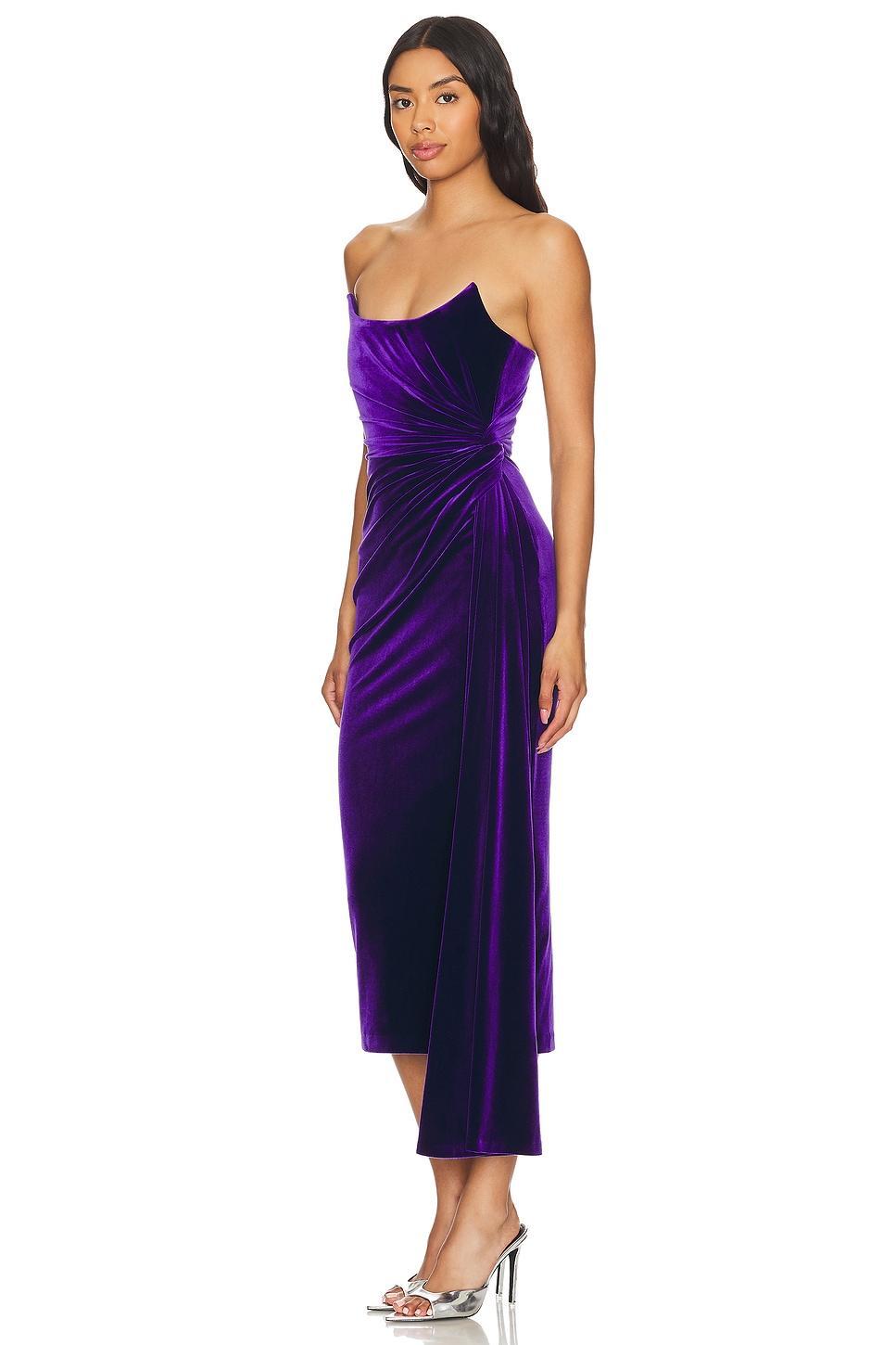 Strapless Twisted Velvet Midi Dress Alex Perry Product Image
