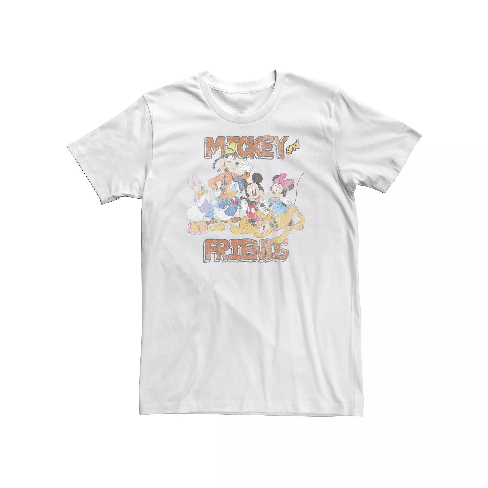 Big & Tall Disney Mickey And Friends Group Shot Cartoon Portrait Tee, Mens Product Image
