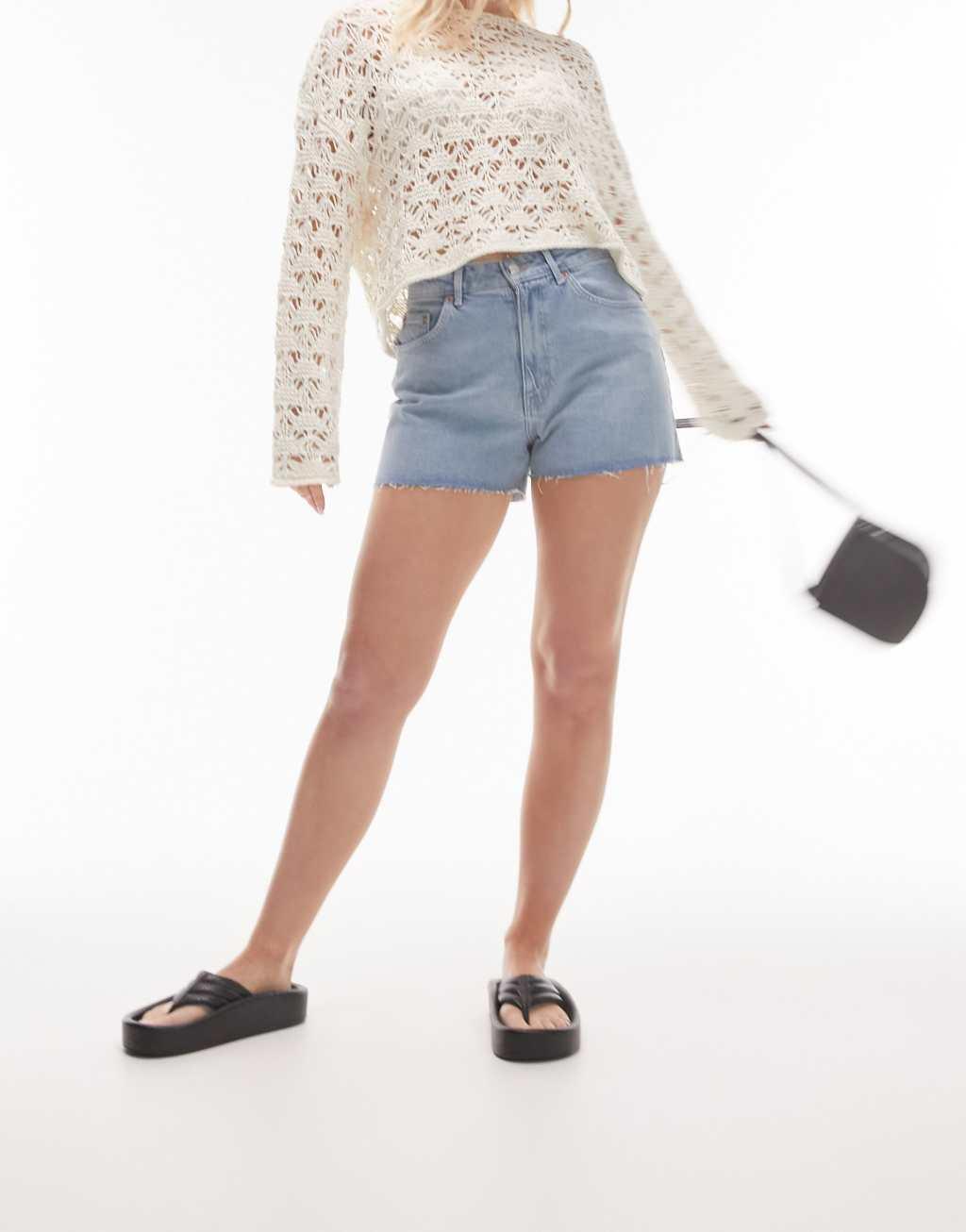 Topshop Hourglass denim comfort stretch Mom shorts in bleach Product Image