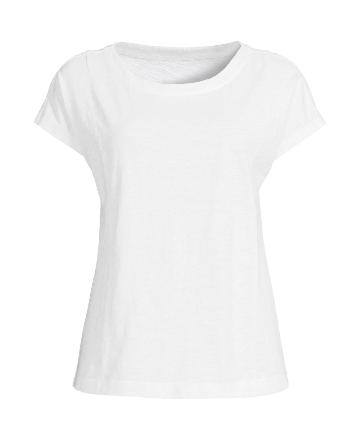 Women's Lands' End Slub Tee, Size: Small, Grey Team Stripe Product Image