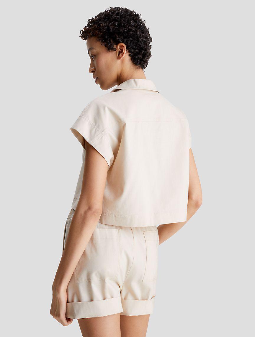 Cropped Tencel Button-Down Shirt Product Image