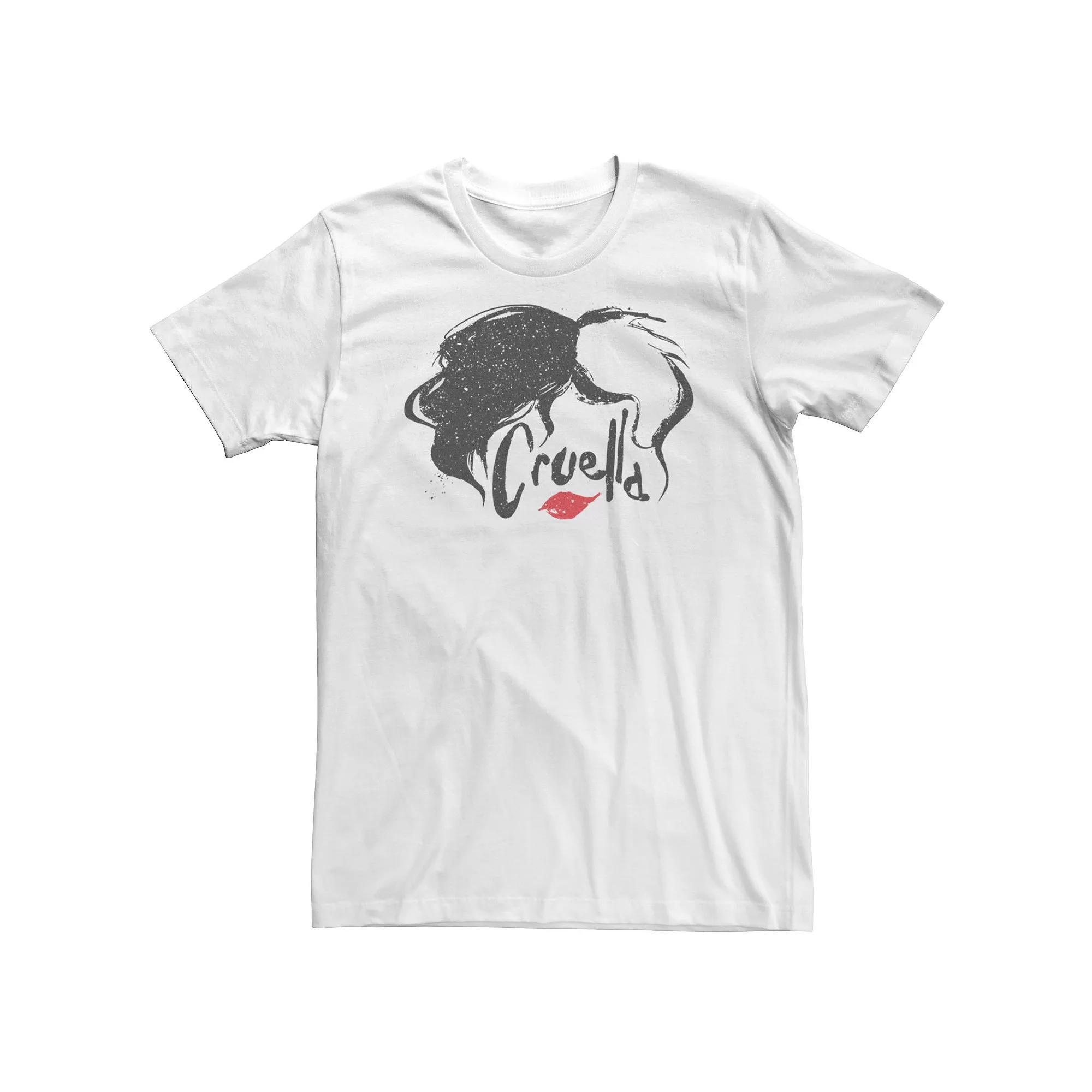 Big & Tall Disney Cruella Hair & Lips Logo Tee, Men's, Size: 3XL, White Product Image
